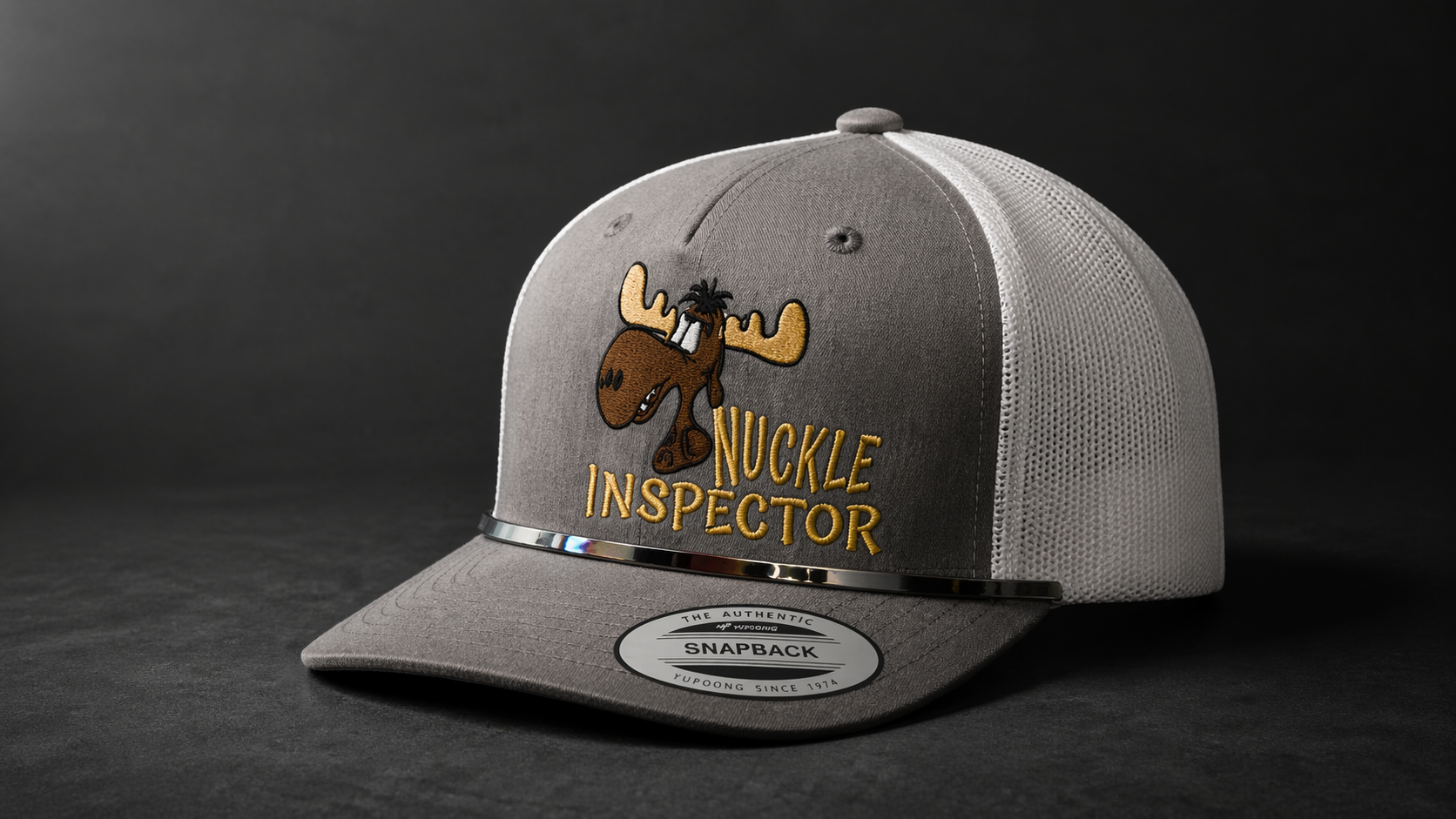 Custom embroidered Nuckle Inspector snapback hat, Lakeside Ink & Threadz Onalaska TX
