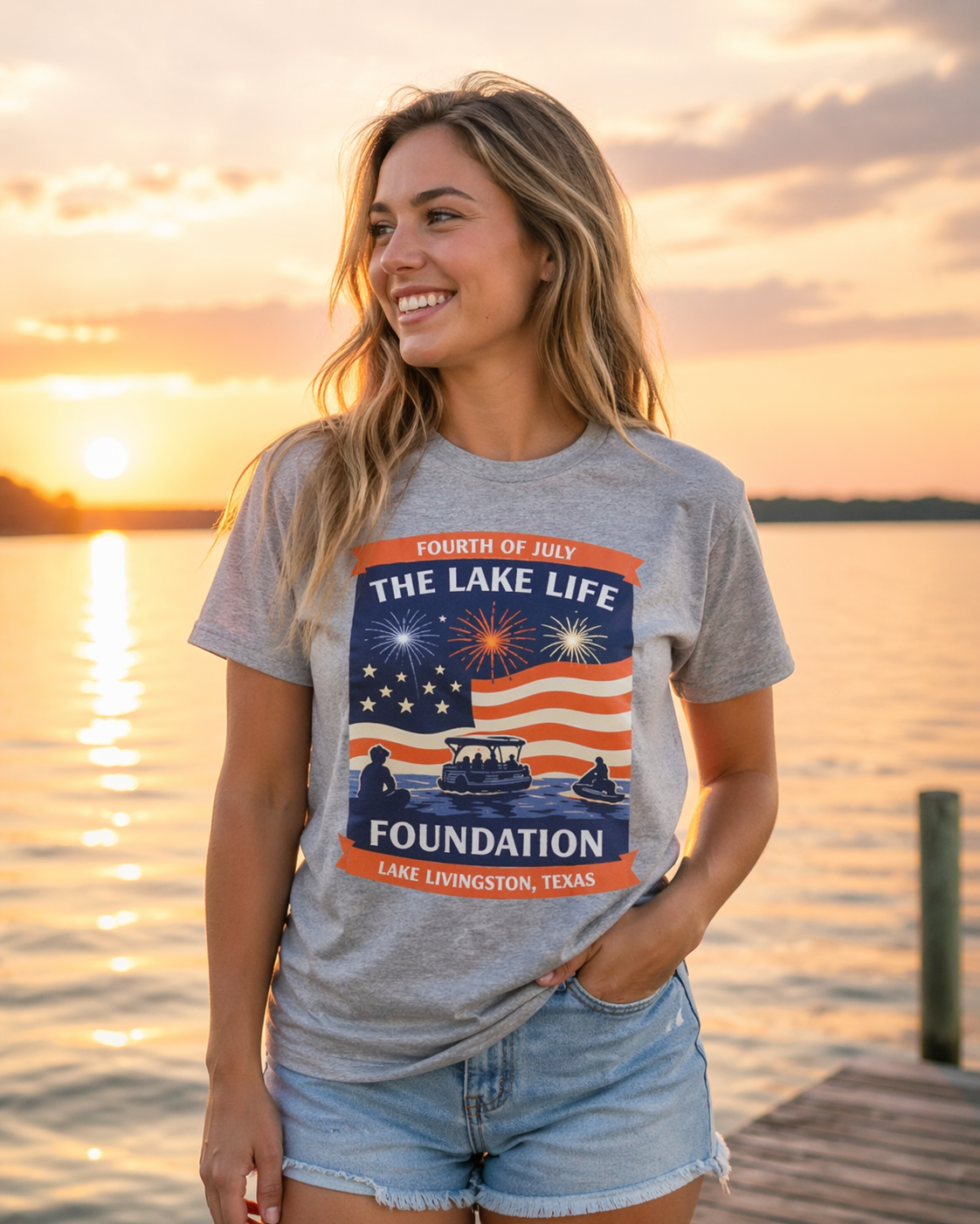 Custom DTF printed shirts folded display, Lakeside Ink & Threadz Onalaska TX