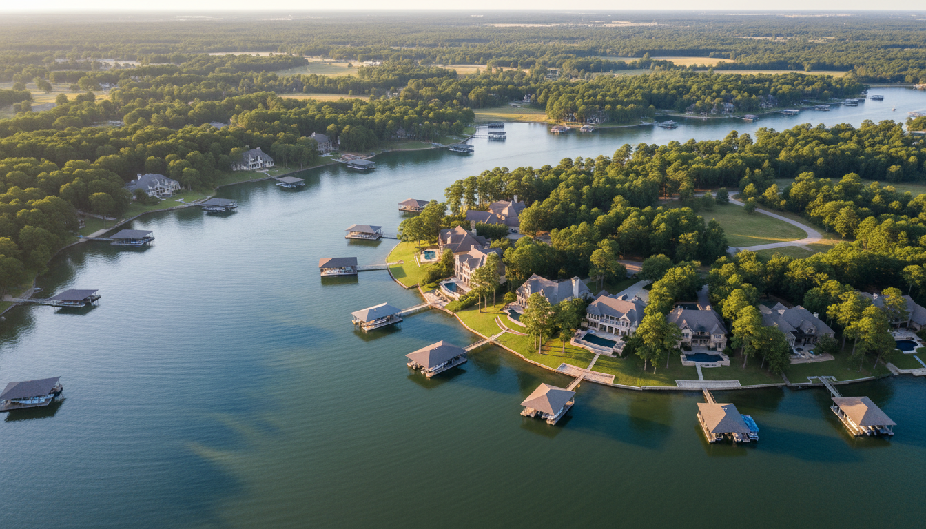 Aerial view of Lake Livingston, Texas